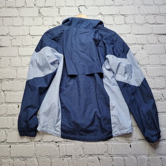 illumiNite Two Tone Blue Windbreaker Full Zip Jacket Zip Pockets Size S? - Picture 10 of 13